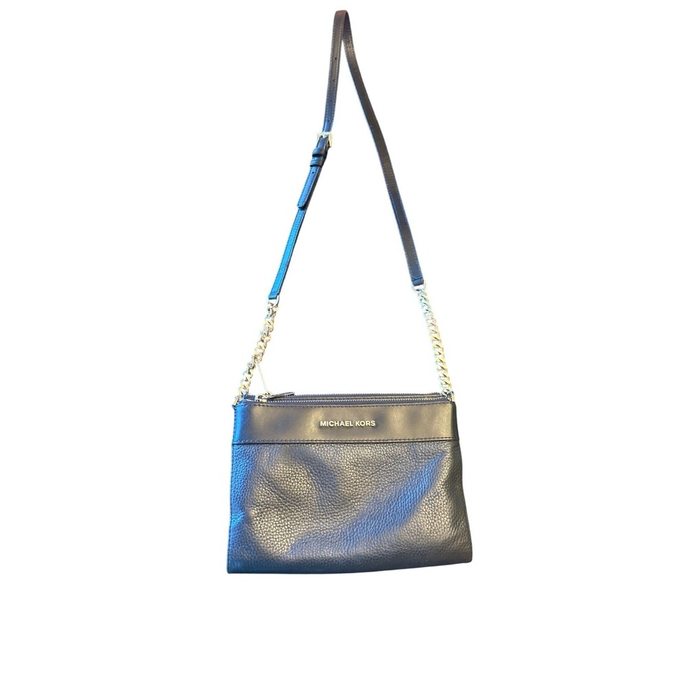 Michael Kors Black Leather & Gold Chain Crossbody Bag